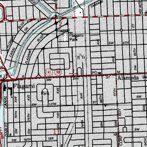 Topographic Map of Coral Gables Convalescent Center, FL
