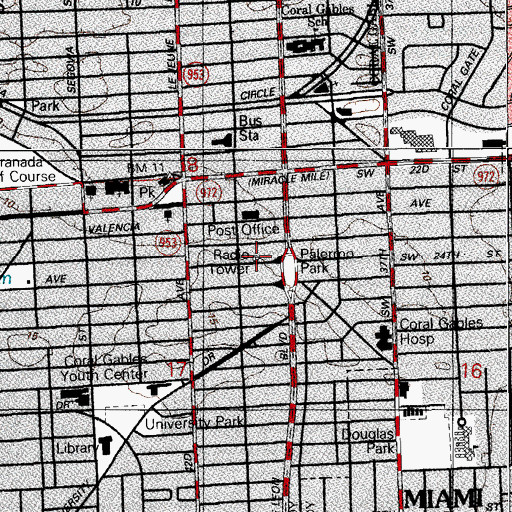 Topographic Map of Coral Gables Police Department, FL