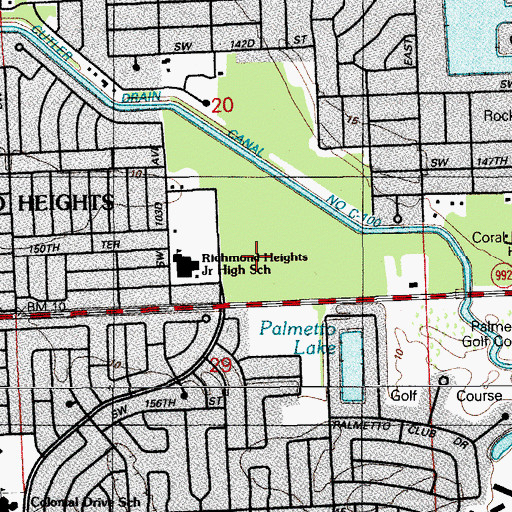 Topographic Map of Coral Reef Senior High School, FL
