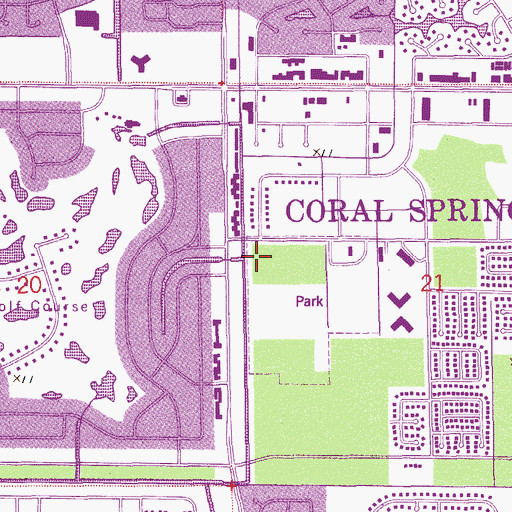 Topographic Map of Coral Springs City Center, FL