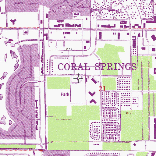 Topographic Map of Coral Springs Library, FL