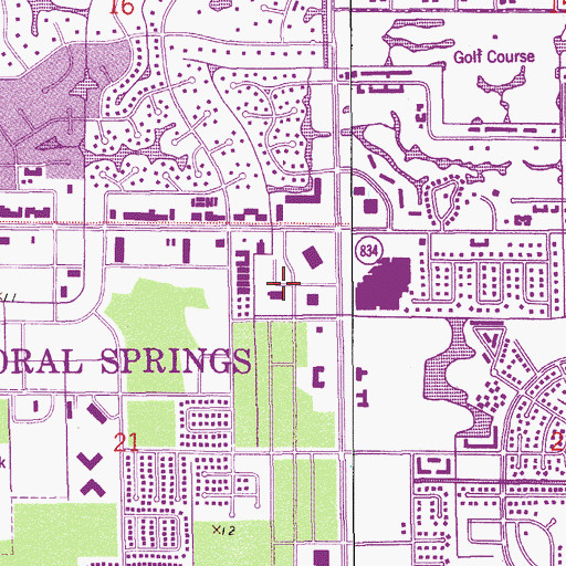 Topographic Map of Coral Springs Post Office, FL