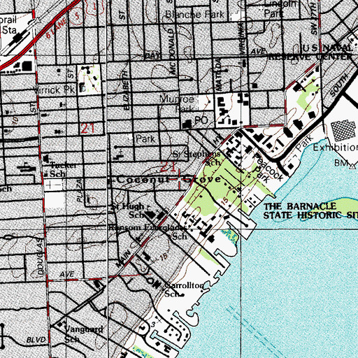 Topographic Map of Cocowalk Shopping Center, FL