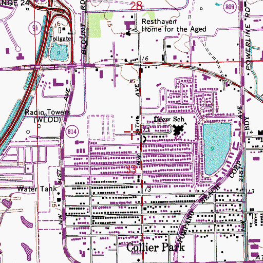 Topographic Map of Collier City Branch Library, FL