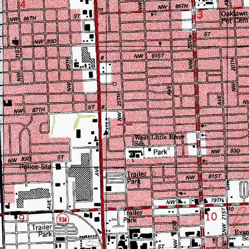 Topographic Map of Clara B Knight Development Center, FL