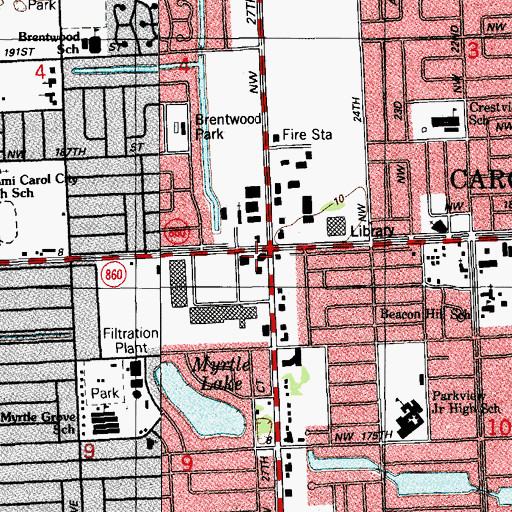 Topographic Map of Carol City Shopping Center, FL