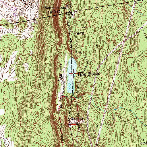 Topographic Map of Hoe Pond, CT