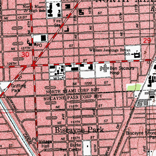Topographic Map of Center of Contemporary Art, FL