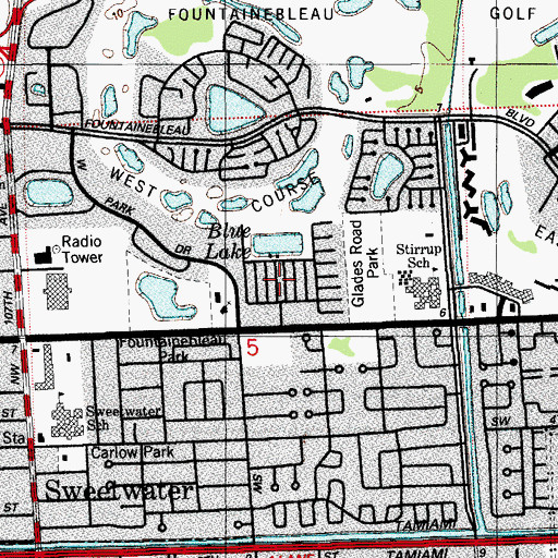 Topographic Map of Blue Lake Mobile Home Park, FL