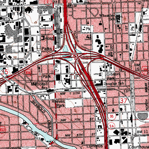 Topographic Map of Booker T Washington Senior High, FL