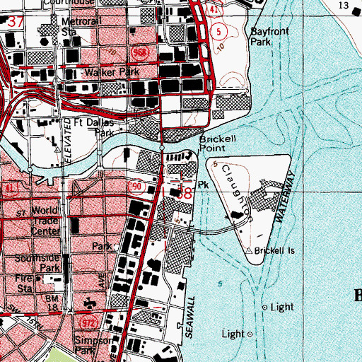 Topographic Map of Brickell Park, FL