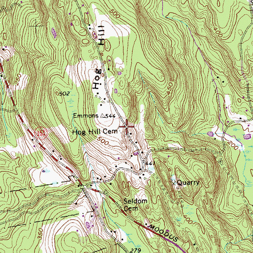 Topographic Map of Hog Hill Cemetery, CT