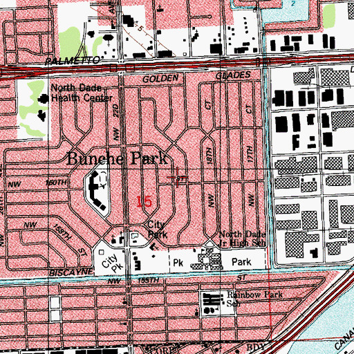 Topographic Map of Bunche Park Elementary Head Start, FL