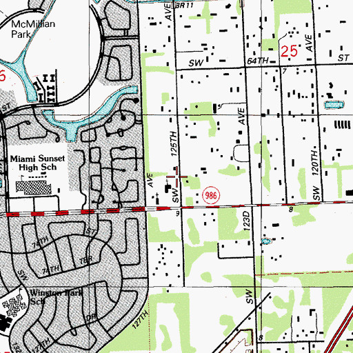Topographic Map of Calusa Preparatory School, FL