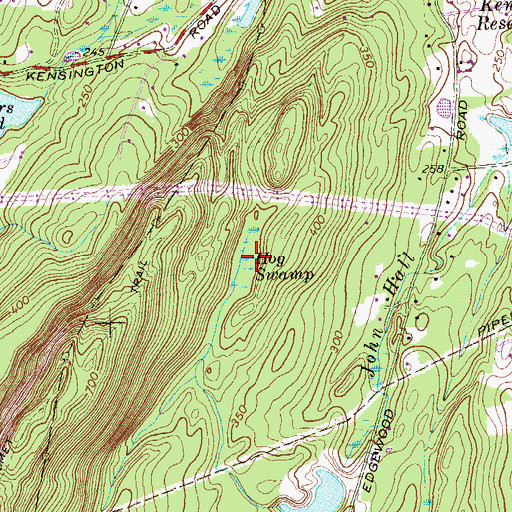 Topographic Map of Hog Swamp, CT