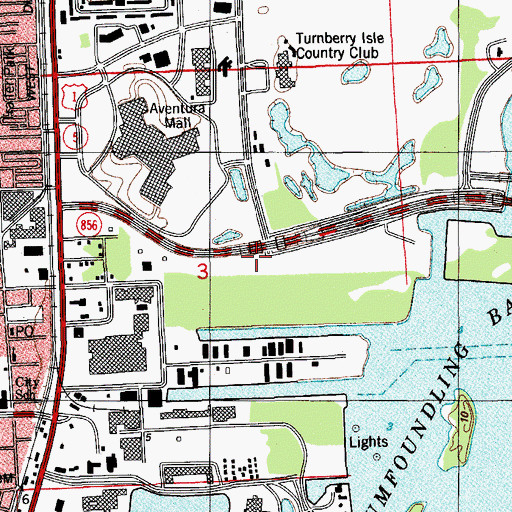 Topographic Map of Aventura Police Department, FL