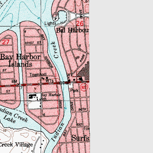 Topographic Map of Bal Harbour Village Police Department, FL