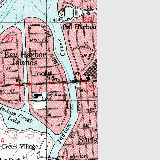 Topographic Map of Bal Harbour Town Hall, FL