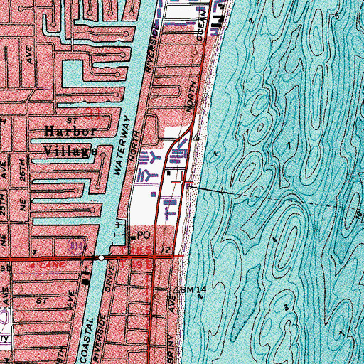 Topographic Map of Beach Branch Library, FL