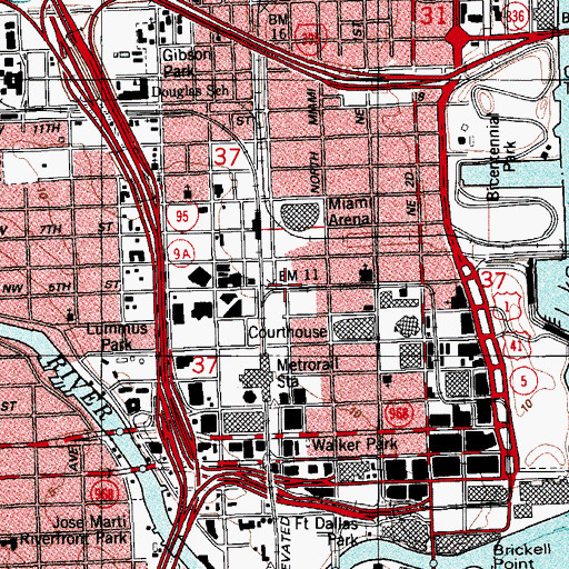 Topographic Map of Arena-State Plaza Station, FL