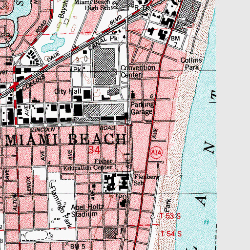 Topographic Map of Art Deco Welcome Center, FL