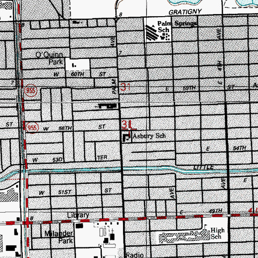 Topographic Map of Asbury Christian School, FL