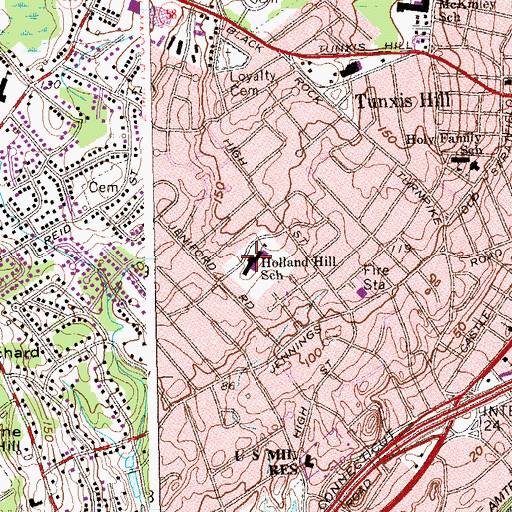 Topographic Map of Holland Hill Elementary School, CT