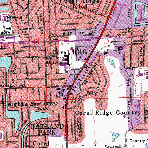 Topographic Map of Atlantic Shores Hospital, FL