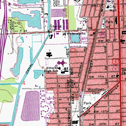 Topographic Map of Attucks Middle School, FL