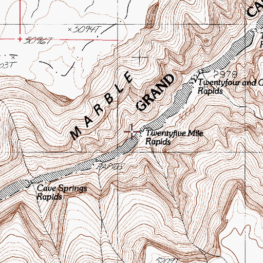 Topographic Map of Hansbrough-Richards Rapid, AZ