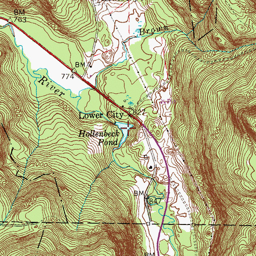 Topographic Map of Hollenbeck Pond, CT