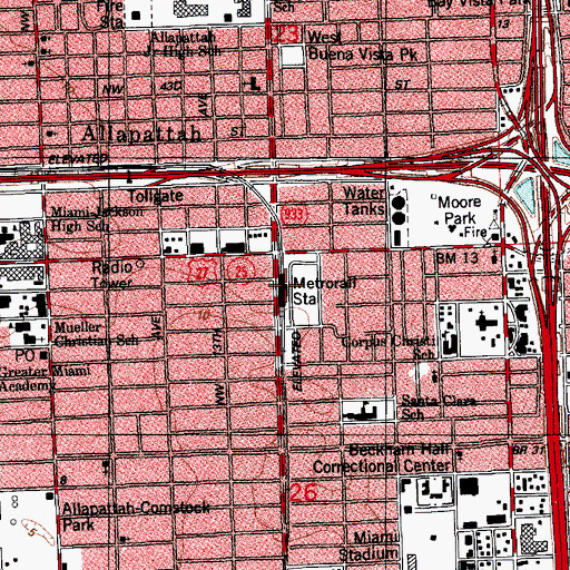Topographic Map of Allapattah Station, FL