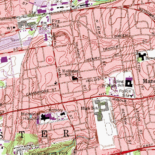 Topographic Map of Hollister School, CT