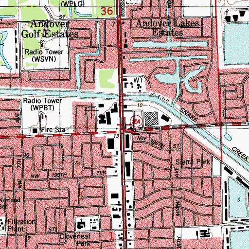 Topographic Map of Ames Shopping Center, FL