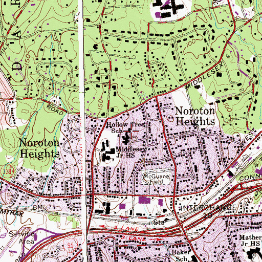 Topographic Map of Hollow Tree School, CT
