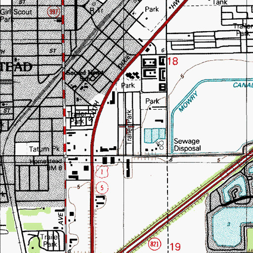 Topographic Map of Aquarius Mobile Home Park, FL