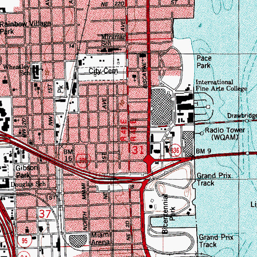 Topographic Map of Abe Grant School, FL