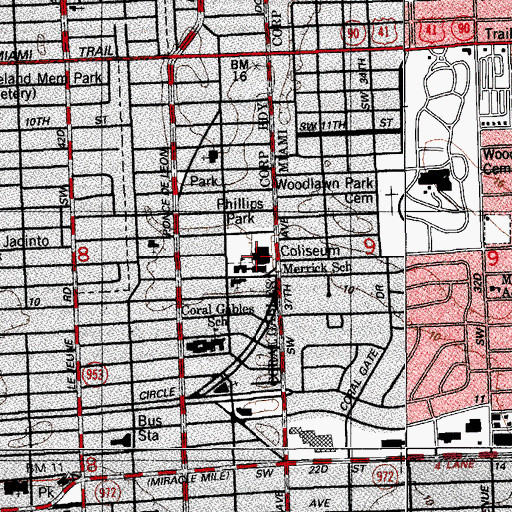 Topographic Map of Academy for Community Education, FL