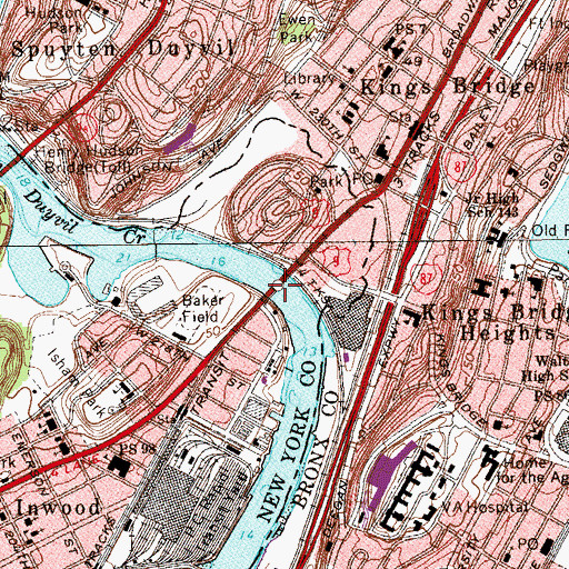 Topographic Map of Broadway Bridge, NY