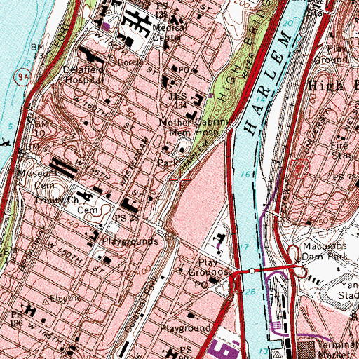 Topographic Map of Coogan's Bluff, NY