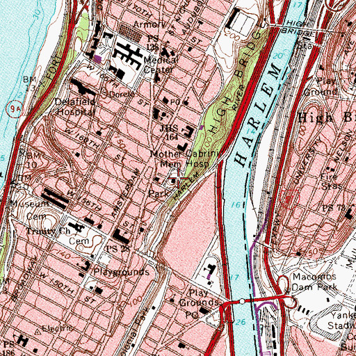 Topographic Map of Morris - Jumel Mansion, NY