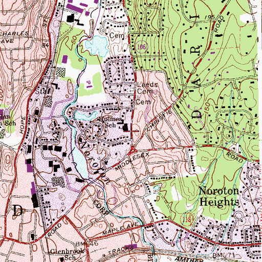 Topographic Map of Holmes Elementary School, CT