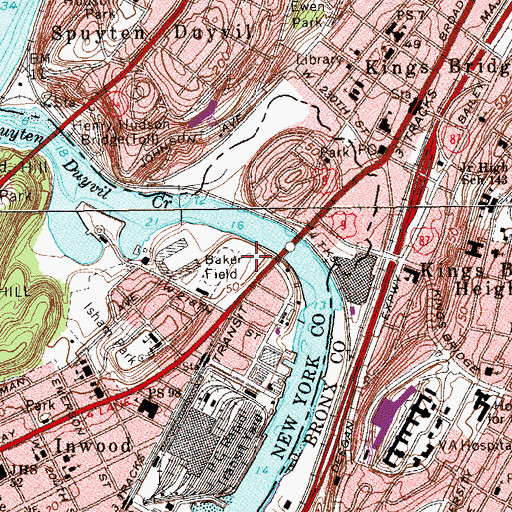 Topographic Map of New York Presbyterian The Allen Hospital, NY