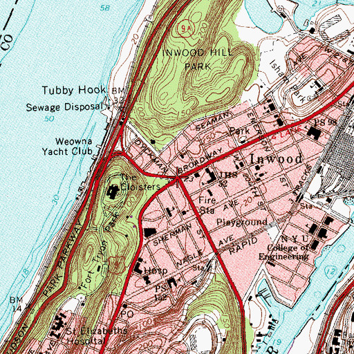 Topographic Map of Inwood Plaza, NY