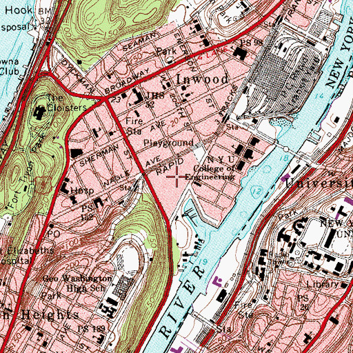Topographic Map of Dyckman Houses, NY