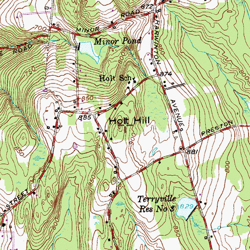 Topographic Map of Holt Hill, CT