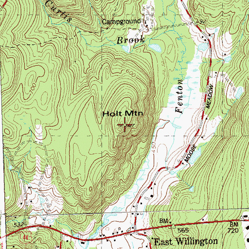 Topographic Map of Holt Mountain, CT