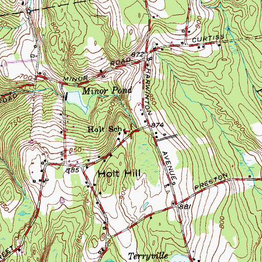 Topographic Map of Holt School, CT