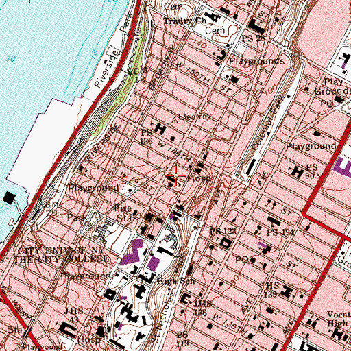Topographic Map of Our Lady of Lourdes School, NY