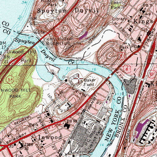 Topographic Map of Lawrence A Wein Stadium, NY